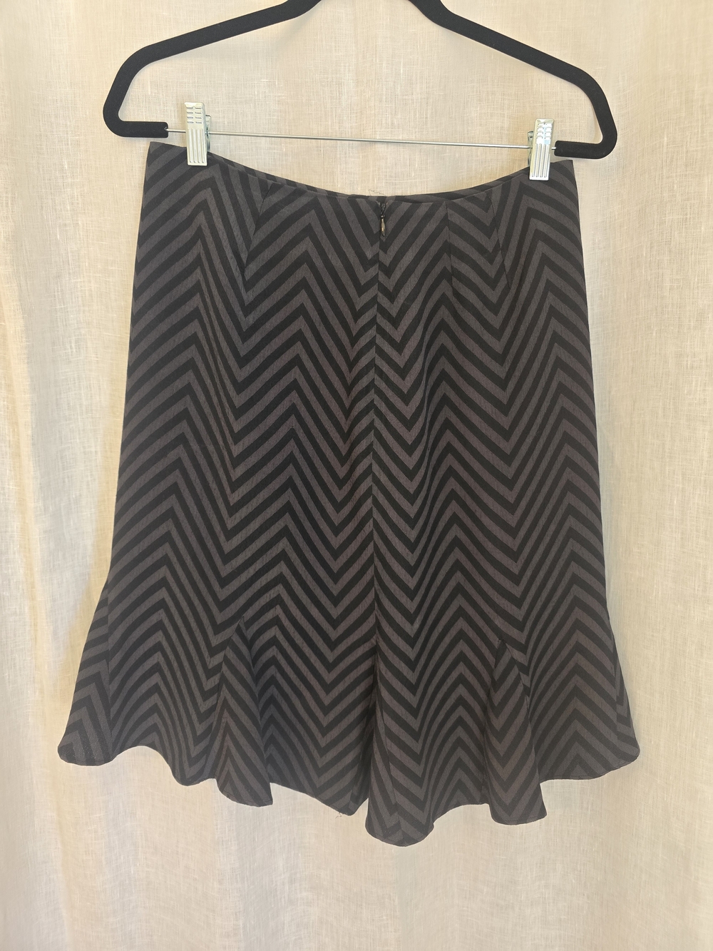 Alfani Black Chevron A-Line Skirt With Side Zip